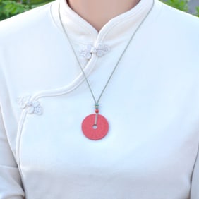 An Exquisite Cinnabar Fu-Character Pattern Pendant