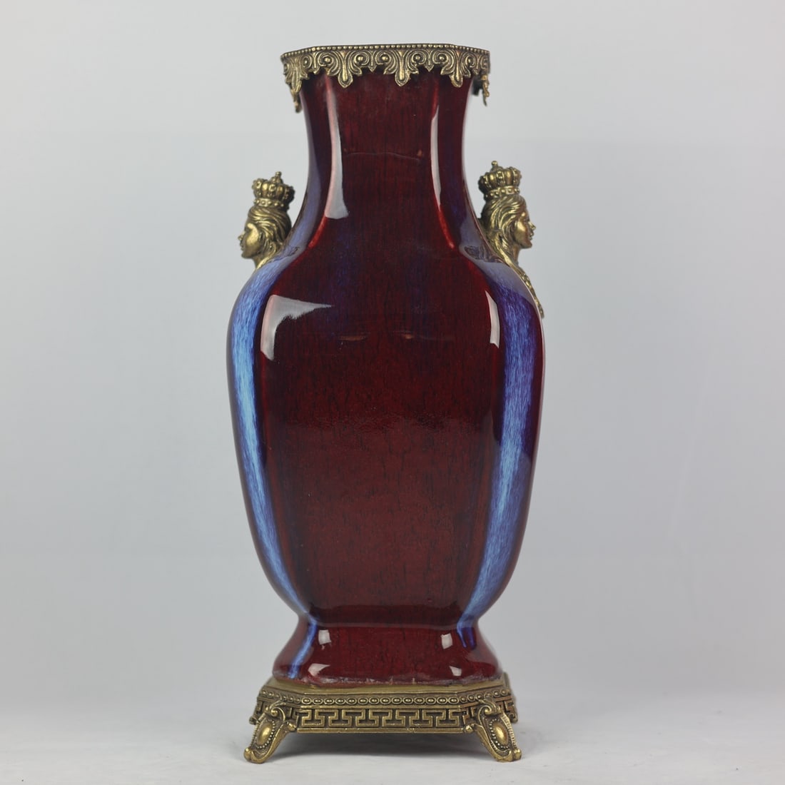 An Exquisite Flambe Glazed Inlaid Bronze Double-Ears Vase (1 of 9)