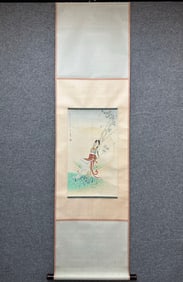 A Chinese Vertical Scroll Ink Painting of Figure on Paper