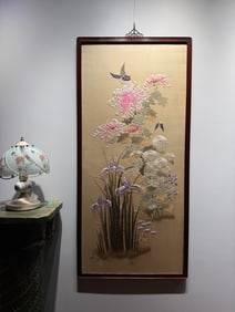 An Exquisite Kesi Flower and Bird Pattern Hanging Panel