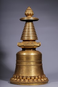 An Exquisite Gilt Bronze Pagoda