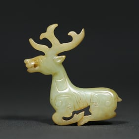 An Exquisite White Jade Deer Pendant