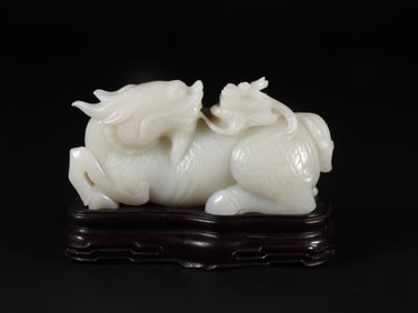 An Exquisite White Jade Kylin Ornament