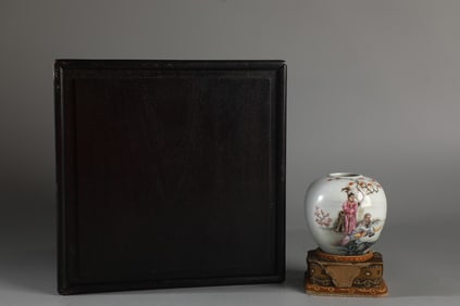 An Exquisite Famille-Rose Character and Story Pattern with poem Water Pot