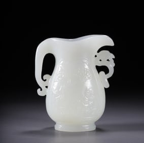 An Exquisite White Jade Character and Story Pattern Ewer