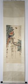 A Chinese Vertical Scroll Ink Painting of Flower and Bird on Paper