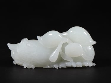 An Exquisite White Jade Goose Ornament