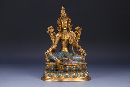 An Exquisite Cloisonne Statue of Tara