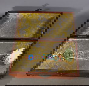 An Exquisite Gilt Silver Inlaid White Jade Bats and Peach Pattern Ruyi