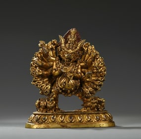 An Exquisite Gilt Bronze Statue of Yamantaka
