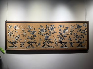 An Exquisite Kesi Flower Pattern Hanging Panel
