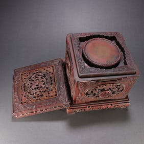 An Exquisite Bats and Peach Pattern Inkstone