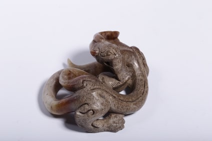 An Exquisite White Jade Chi-Dragon Paper Weight Hand Piece