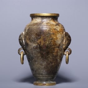 An Exquisite White Jade Chi-Dragon Pattern Double-Ears Vase