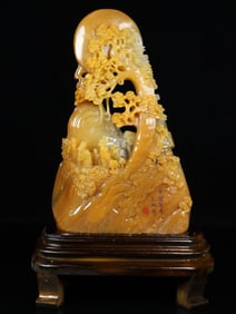 An Exquisite Shoushan Stone Landscape and Figure Pattern Ornament