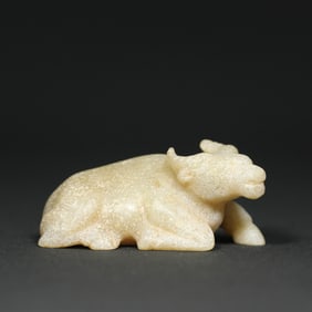 An Exquisite White Jade Buffalo Ornament