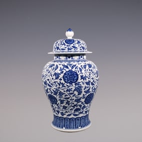 An Exquisite Blue and White Lotus Pattern Jar