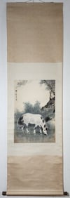 A Chinese Vertical Scroll Ink Painting of Horse on Paper