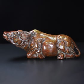 An Exquisite White Jade Buffalo Ornament