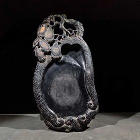 An Exquisite Flower and Fruit Pattern Inkstone