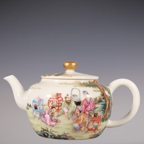 An Exquisite Enamel Character and Story Pattern Teapot