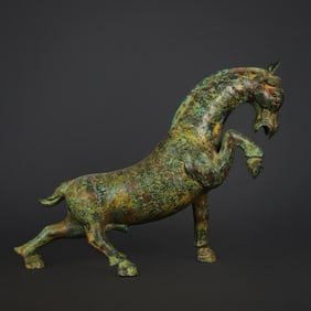 An Exquisite Bronze With Inscription Horse Ornament