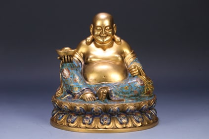 An Exquisite Cloisonne Statue of Maitreya Buddha