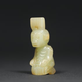 An Exquisite White Jade Figure Pendant