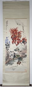 A Chinese Vertical Scroll Ink Painting of Cat on Paper
