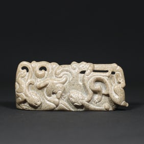 An Exquisite White Jade Dragon Pattern Ornament