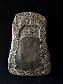 An Exquisite Dragon and Phoenix Pattern with poem Inkstone