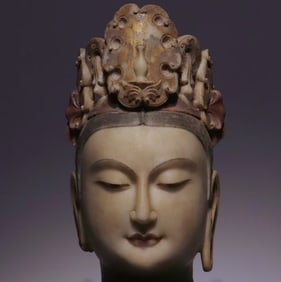An Exquisite Marble Painted Color Buddha head