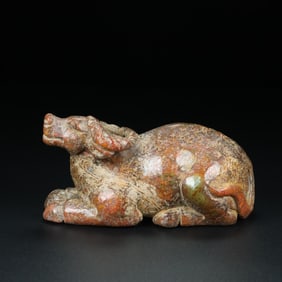 An Exquisite White Jade Buffalo Ornament