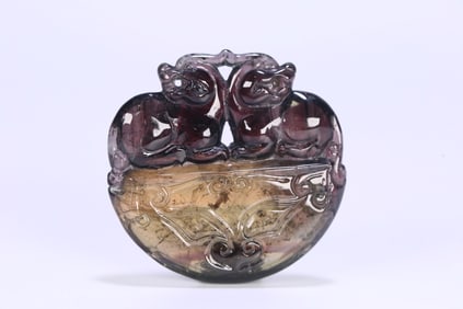 An Exquisite Tourmaline Auspicious Beast Pattern Beast-Face Pattern Brand