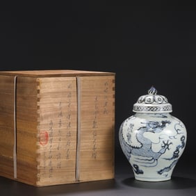 An Exquisite Blue and White Dragon Pattern Jar