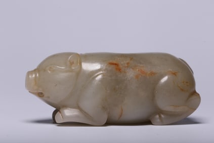 An Exquisite White Jade Pig Ornament