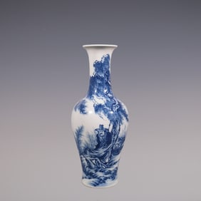 An Exquisite Blue and White Character and Story Pattern Vase