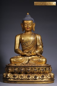 An Exquisite Gilt Bronze Statue of Sakyamuni