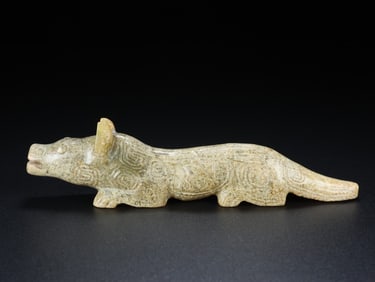 An Exquisite White Jade Tiger Ornament