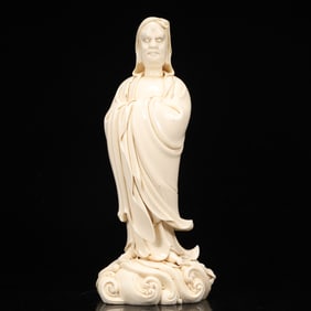 An Exquisite Blance-De-Chine Statue of Bodhidharma