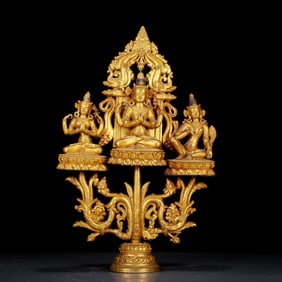 A huge gilt bronze statue of Guanyin