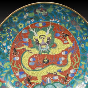 An Exquisite  Cloisonne Flower Dragon Pattern Plate