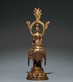 A Solemn Gilt Bronze Buddha Statue
