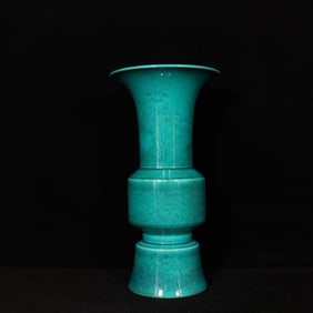An Exquisite Green Glazed Pine, Bamboo and Plum Blossom Pattern Vase