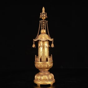 An Exquisite Gilt Bronze Pagoda
