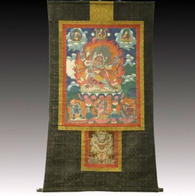 A Rare Brocade Painted Color Statue of Vajra Tangka