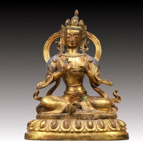 A Solemn Gilt Bronze Statue of Gautama’s Mother