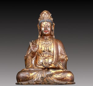 A Rare Gilt Bronze Statue of Avalokitesvara