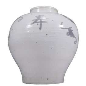 An Elaborate Copper-Red 'Shou-Character& Flower' Korean Jar