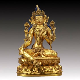 A Solemn Gilt Bronze Statue of Tara